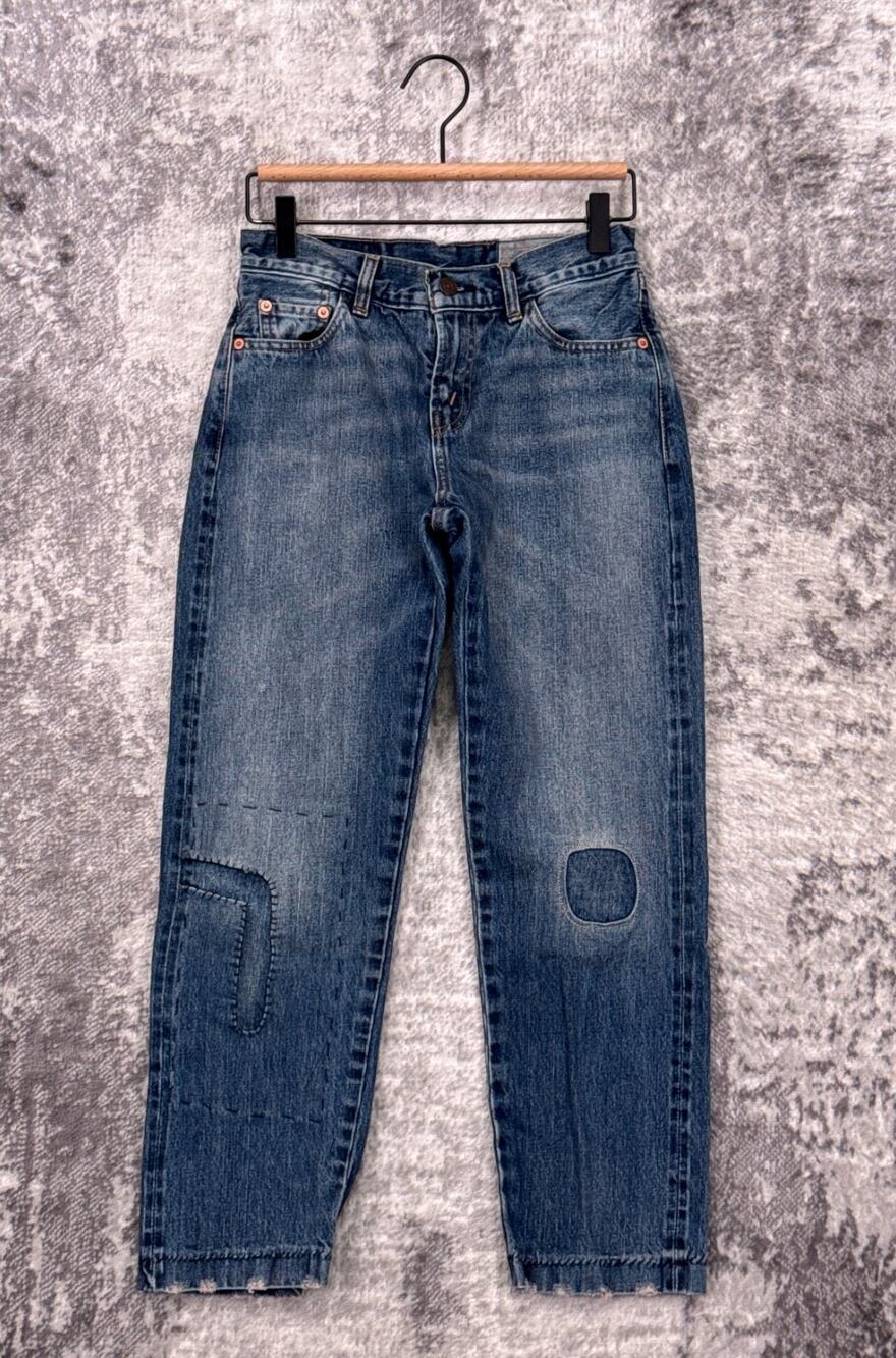 Vintage Levis Jeans 26 Womens LVC Patchwork Embroidered Tapered Leg